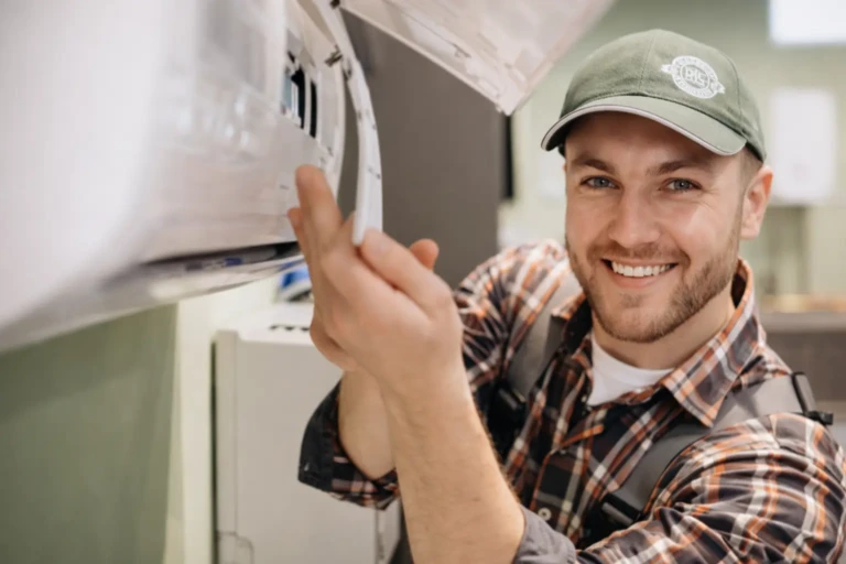 Technician working on appliance