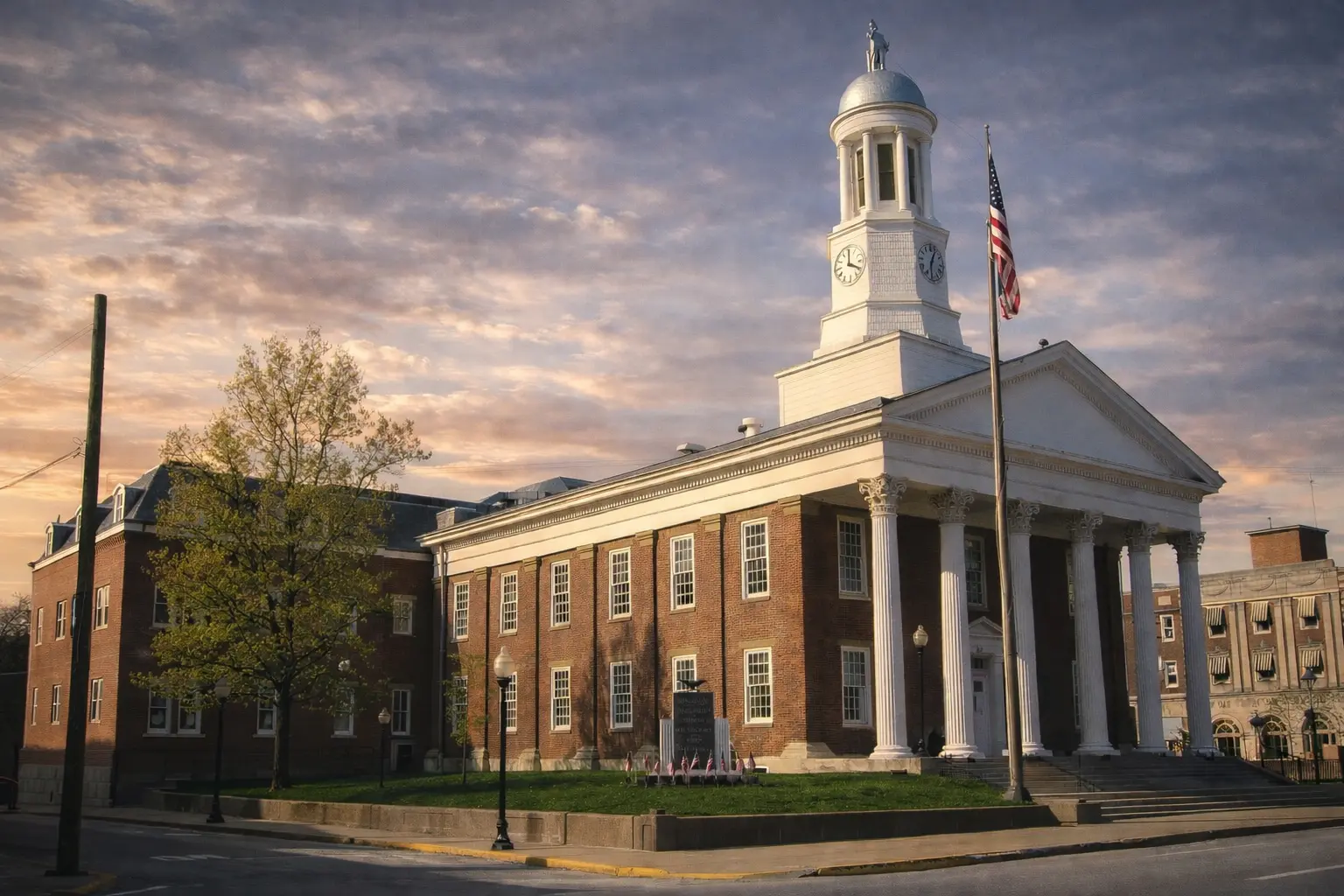 Historic courthouse with clock tower
