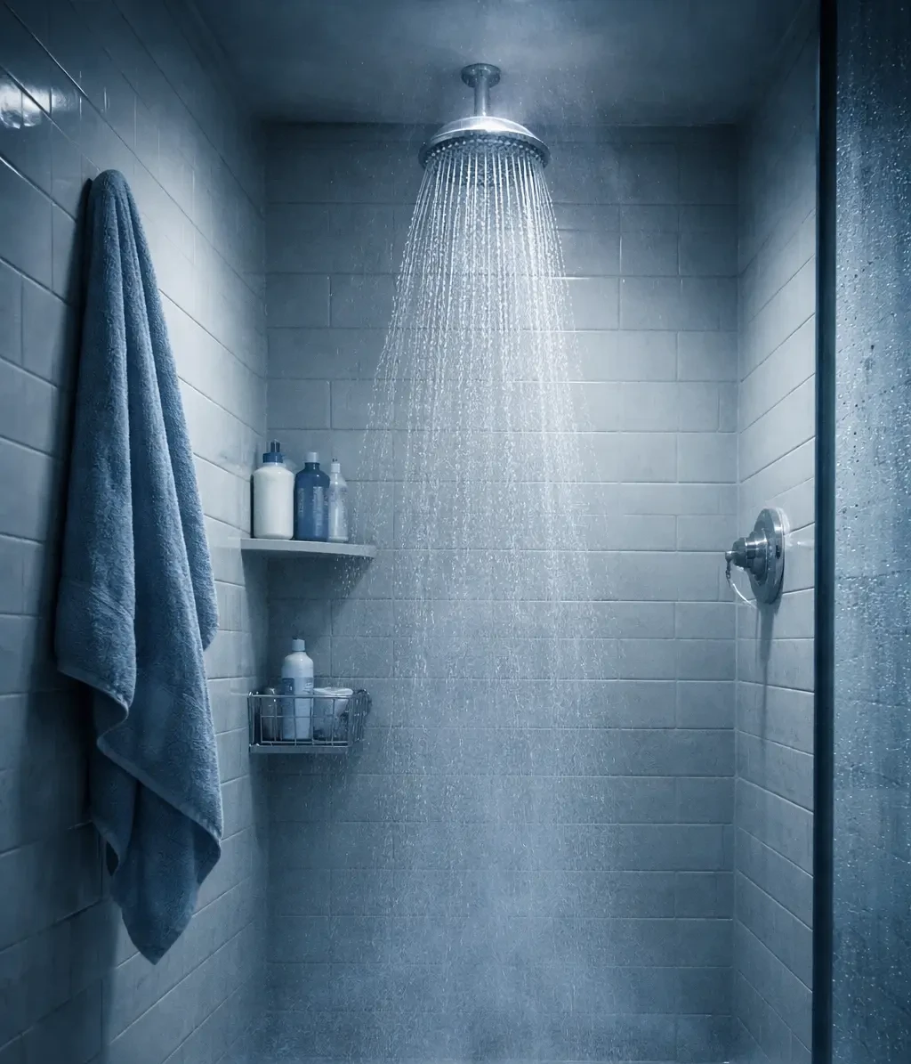 Shower with falling water
