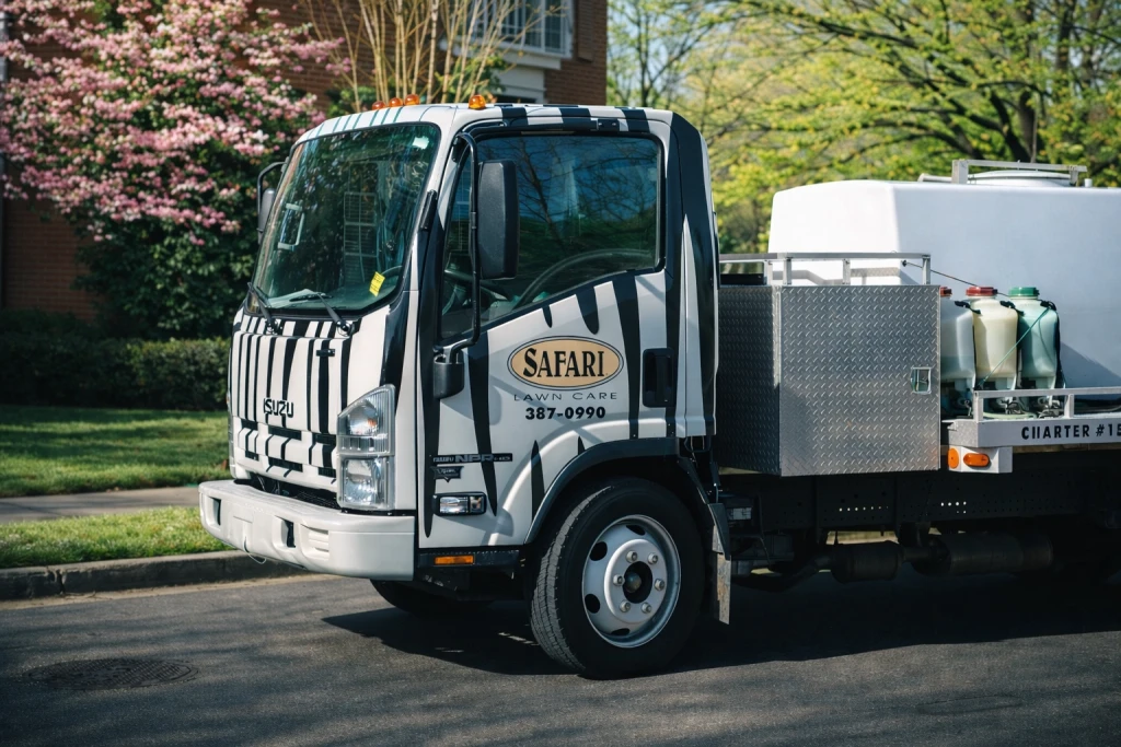 Safari Lawn Care service truck in the Greater Memphis area